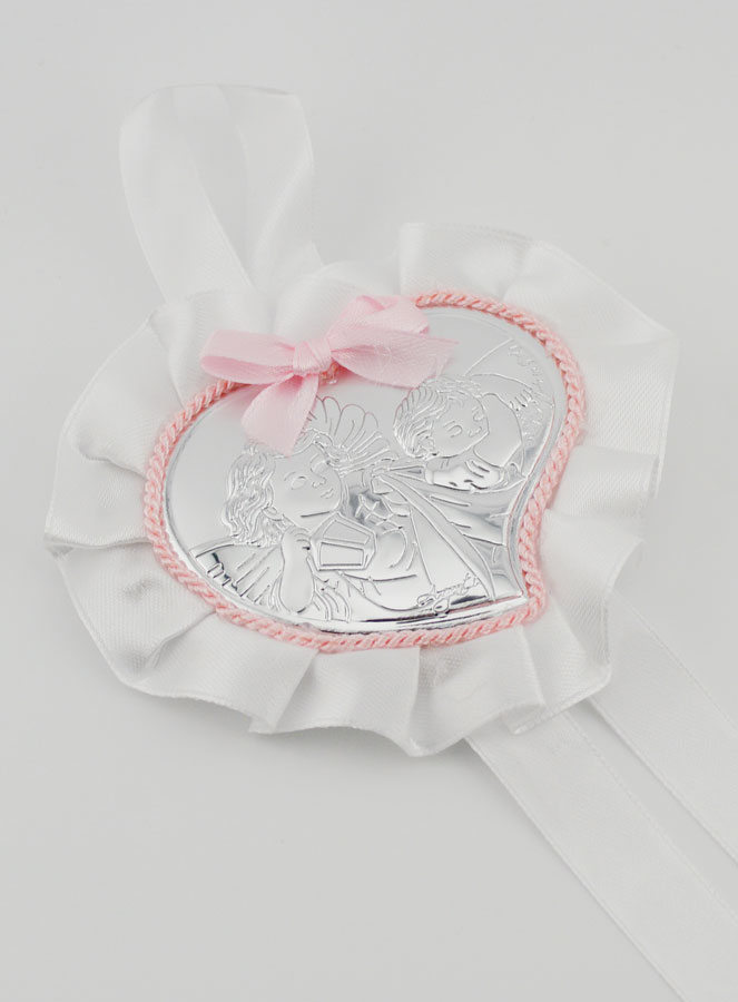 Regalo de Bautizo - Medalla de Cuna con Corazón y Ángel de la Guarda (pic 3)