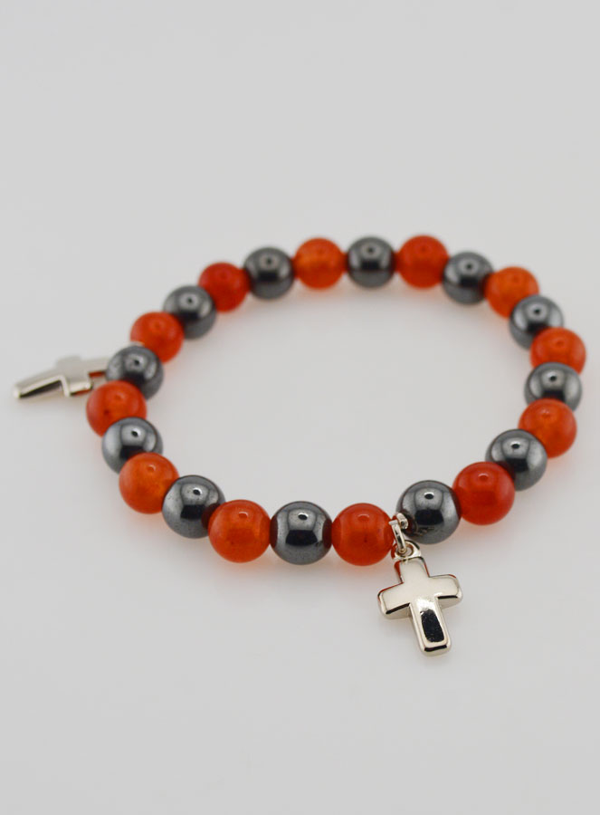 Pulsera con Cruz - Hematita y Cornalina (pic 4)