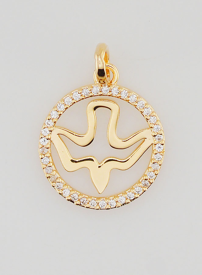 Medalla del Espíritu Santo calada en baño de oro - 15 mm (pic 1)