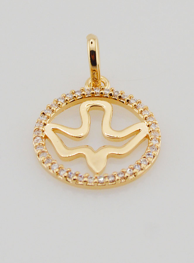 Medalla del Espíritu Santo calada en baño de oro - 15 mm (pic 2)