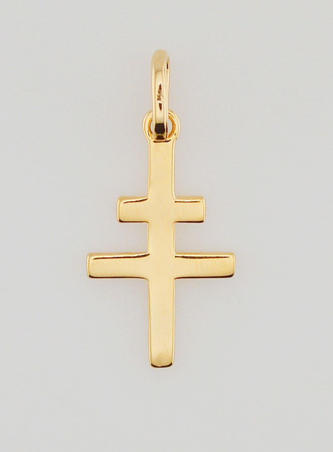 Colgante Cruz de Lorena en Baño de Oro - 18mm (pic 1)