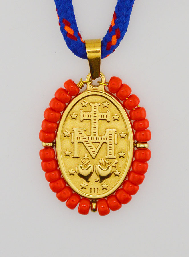 Collar con Medalla Milagrosa y perlas rojas (pic 2)