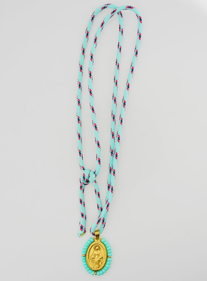 Collar de Medalla Milagrosa y Perlas Verdes (pic 3)