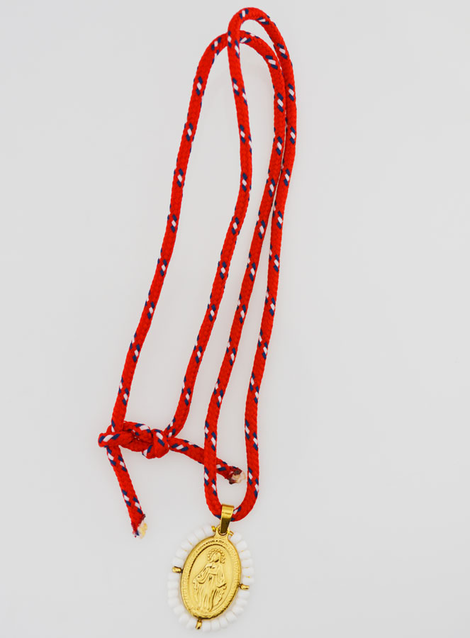 Medalla Milagrosa con Perlas Blancas y Cordón (pic 3)