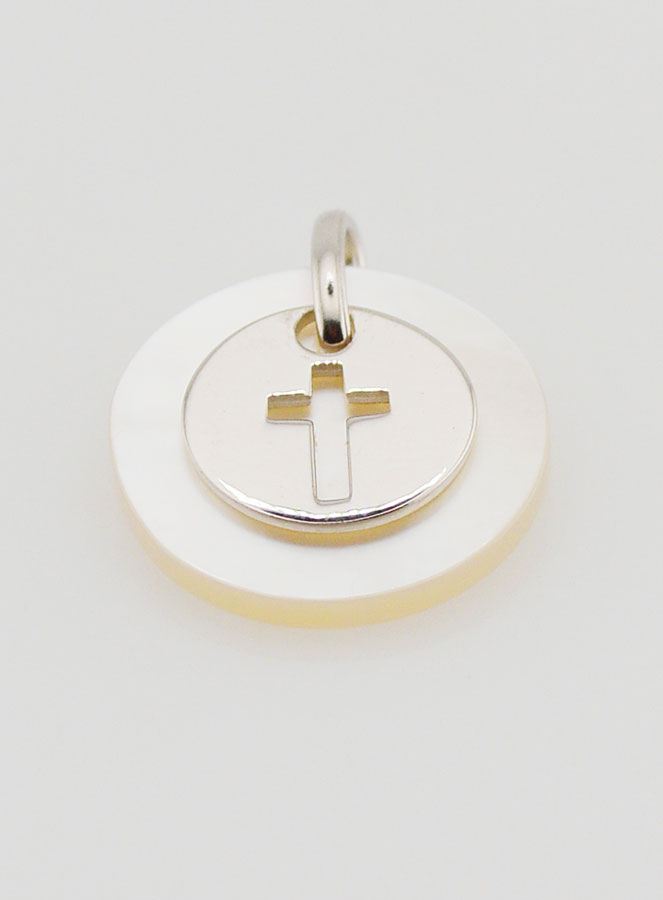 Medalla de ficha de Plata y Nácar - Cruz (pic 2)