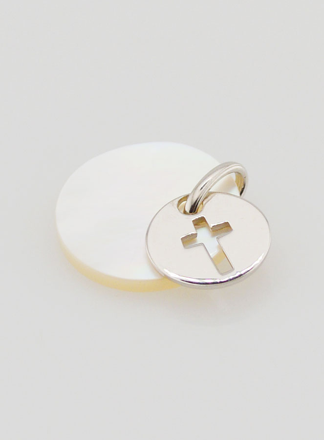 Medalla de ficha de Plata y Nácar - Cruz (pic 4)