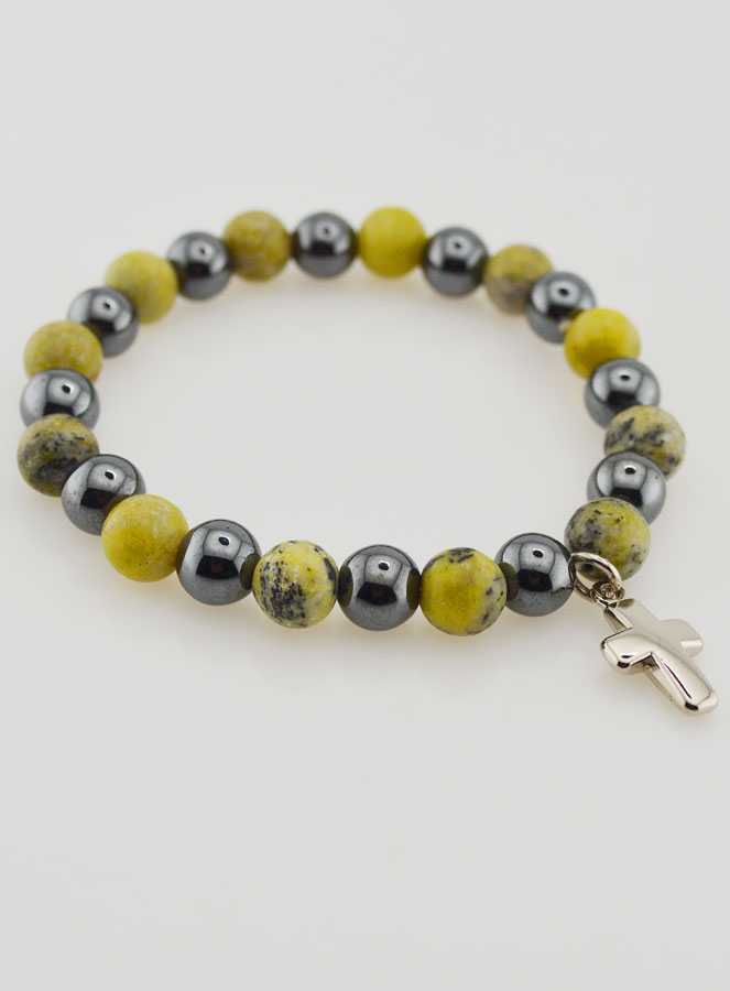 Pulsera con Cruz - Hematita y Serpentina (pic 4)