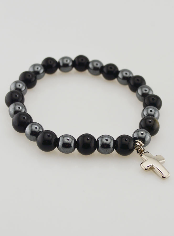 Pulsera con Cruz - Hematita y Obsidiana Dorada. (pic 3)