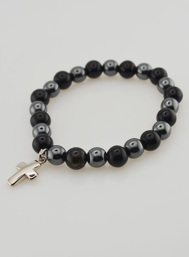 Pulsera con Cruz - Hematita y Obsidiana Dorada. (pic 4)