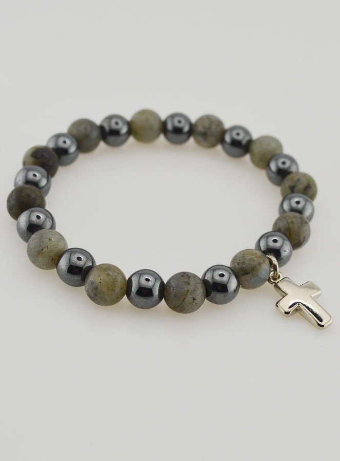 Pulsera con Cruz - Hematita y Labradorita (pic 4)