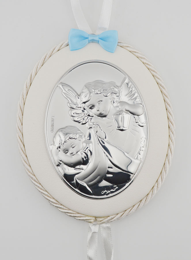 Regalo de Bautizo para Niño - Medalla de Cuna con Ángel y Linterna (pic 1)