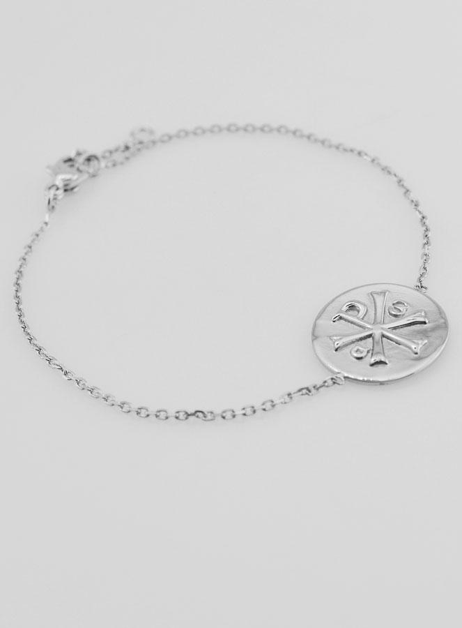 Pulsera religiosa de acero inoxidable - Medalla de Cristograma (pic 3)