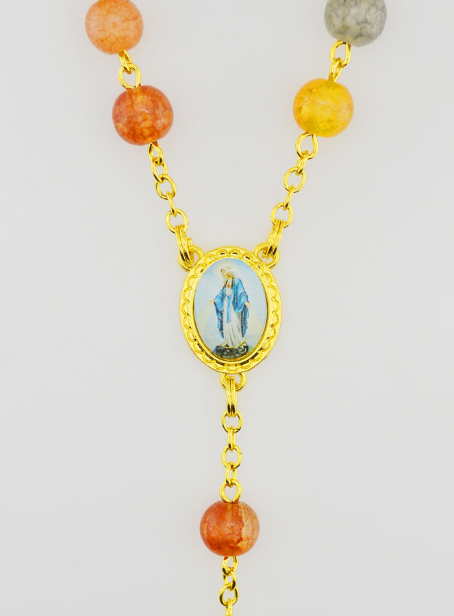 Rosario de la Medalla Milagrosa con Cuentas de Vidrio - Multicolor (pic 4)