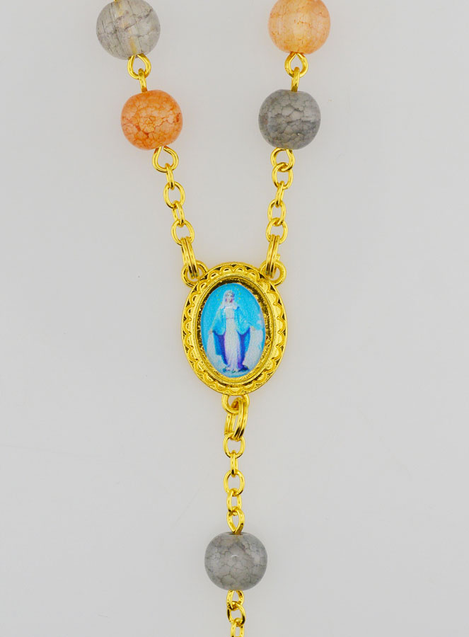 Rosario de Perlas de Vidrio Multicolor - Medalla Milagrosa (pic 4)