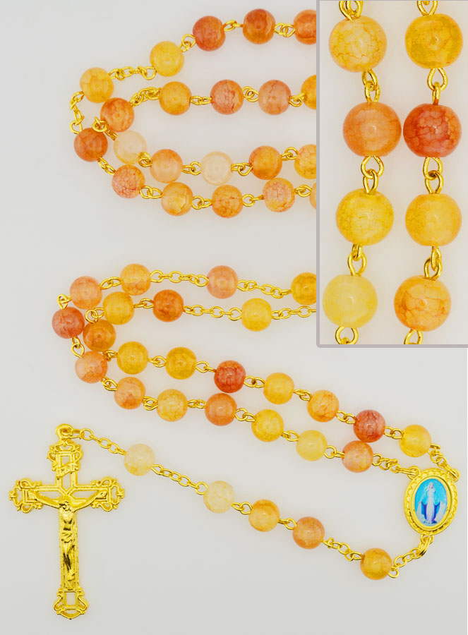 Rosario de la Medalla Milagrosa con Cuentas de Vidrio - Naranja (pic 1)