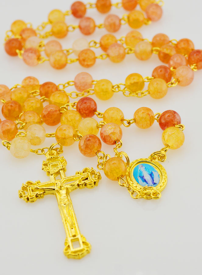 Rosario de la Medalla Milagrosa con Cuentas de Vidrio - Naranja (pic 2)