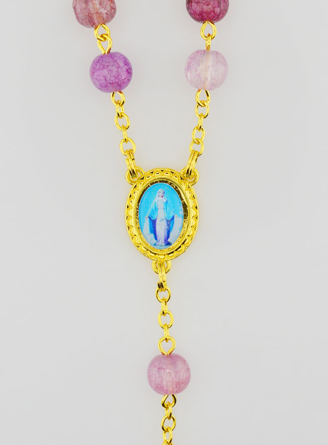 Rosario de la Medalla Milagrosa con Cuentas de Vidrio - Morado (pic 4)