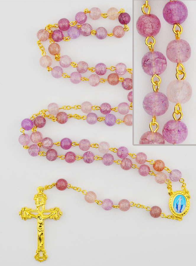 Terço Contas de Vidro Violeta - Milagrosa (pic 1)