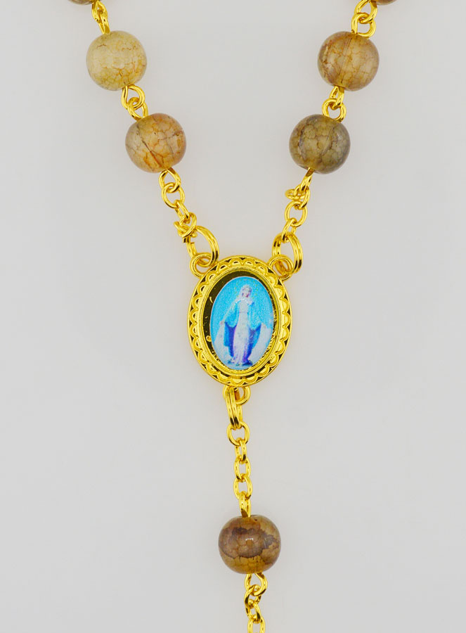 Rosario de la Medalla Milagrosa con Cuentas de Vidrio - Marrón (pic 4)