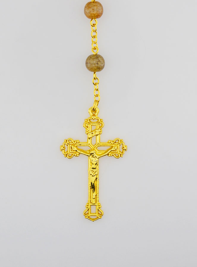Rosario de cuentas de vidrio marrón – Medalla Milagrosa (pic 3)