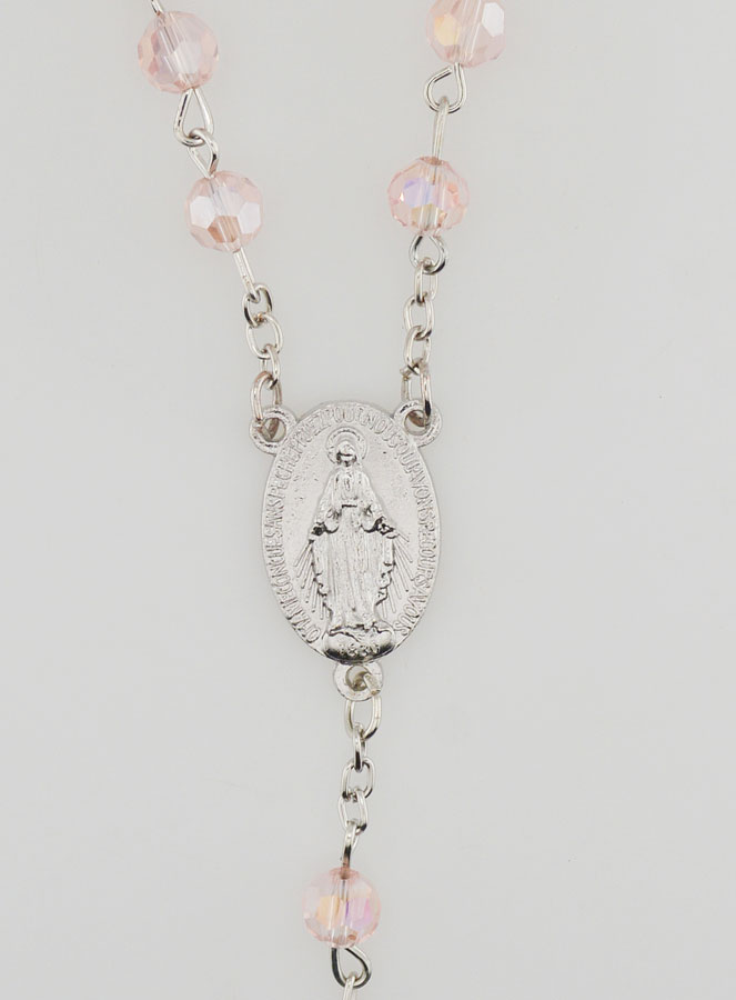 Rosario de Perlas Facetadas Rosas - Medalla Milagrosa (pic 4)