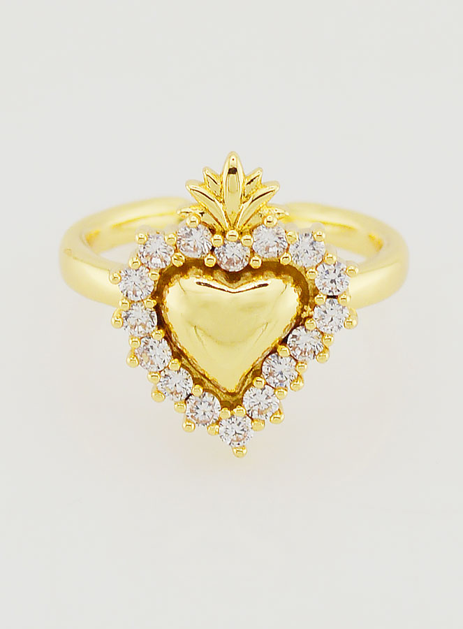 Anillo Ex Voto Ajustable en Latón Dorado y Pedrería (pic 1)