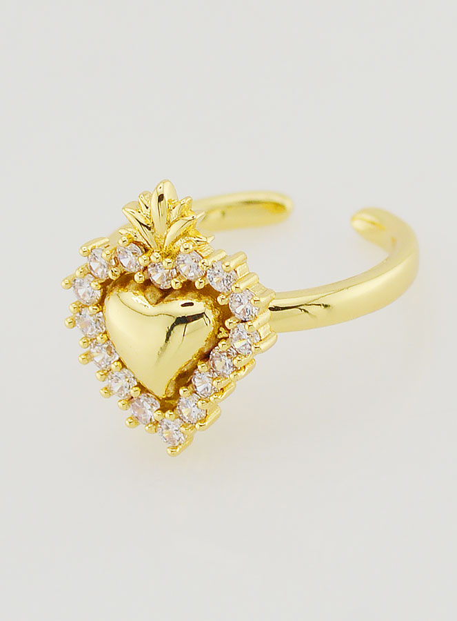 Anillo Ex Voto Ajustable en Latón Dorado y Pedrería (pic 2)