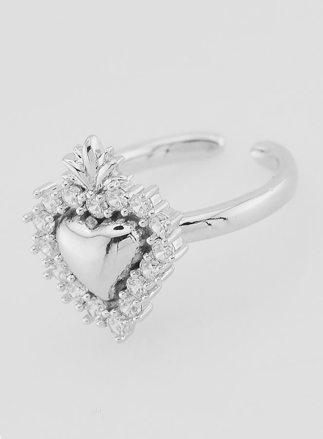 Anillo Ex Voto Ajustable, Latón Plateado y Pedrería (pic 2)