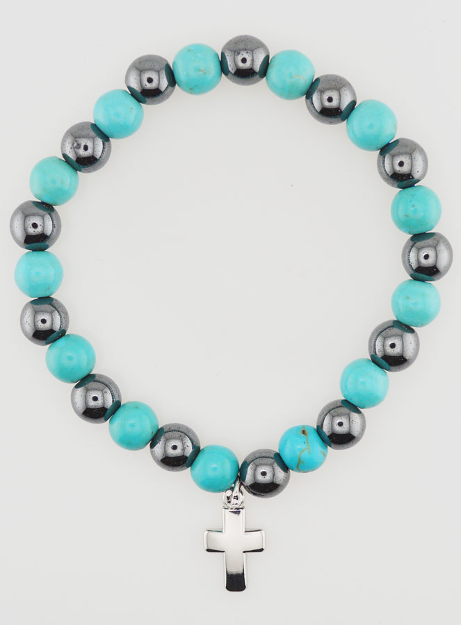 Pulseira em Pedras Naturais - Hematite & Turquesa (pic 1)