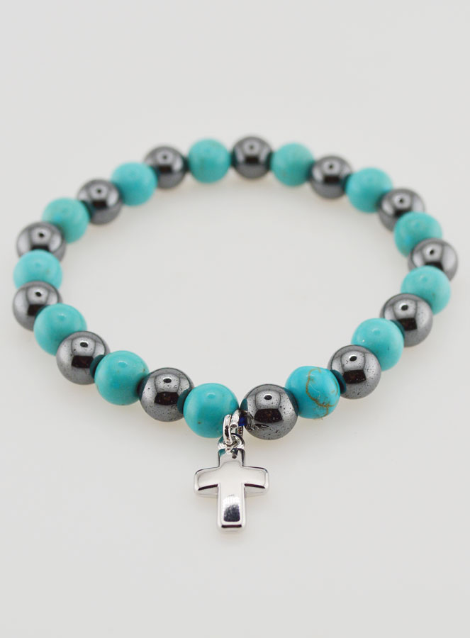 Pulseira em Pedras Naturais - Hematite & Turquesa (pic 2)