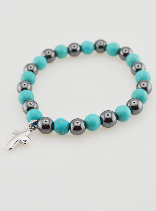 Pulseira em Pedras Naturais - Hematite & Turquesa (pic 3)
