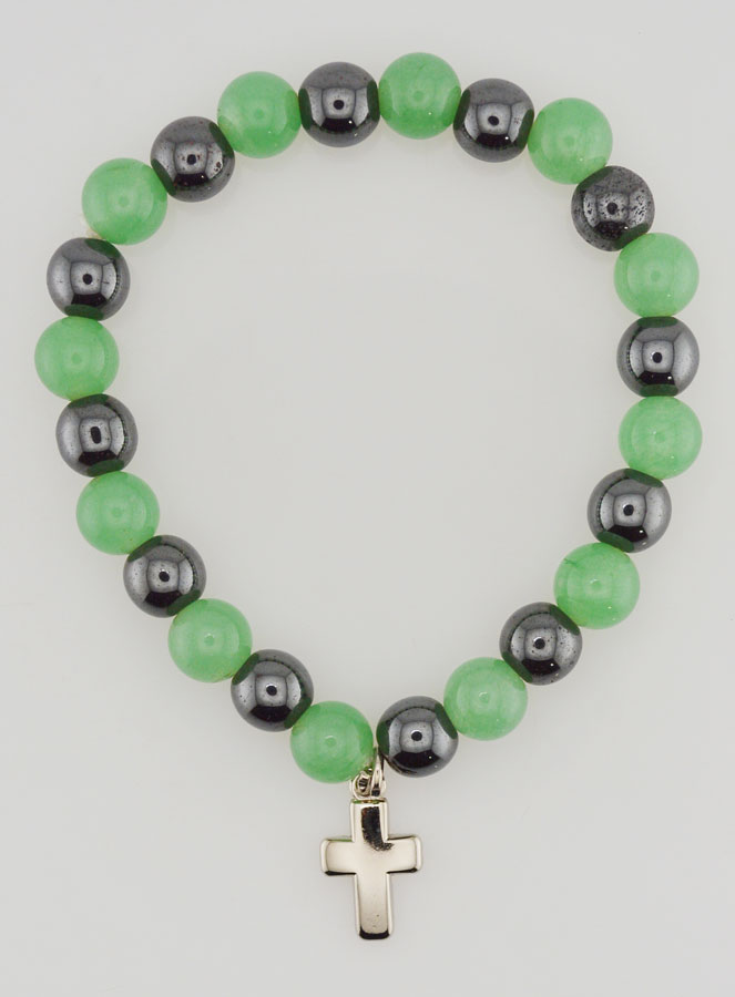 Pulseira Religiosa com Cruz - Hematite & Aventurina (pic 1)