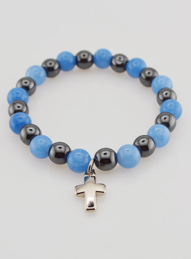 Pulseira Religiosa com Cruz - Hematite & Angelite (pic 2)
