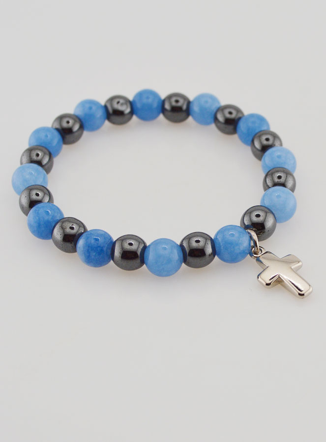 Pulseira Religiosa com Cruz - Hematite & Angelite (pic 3)