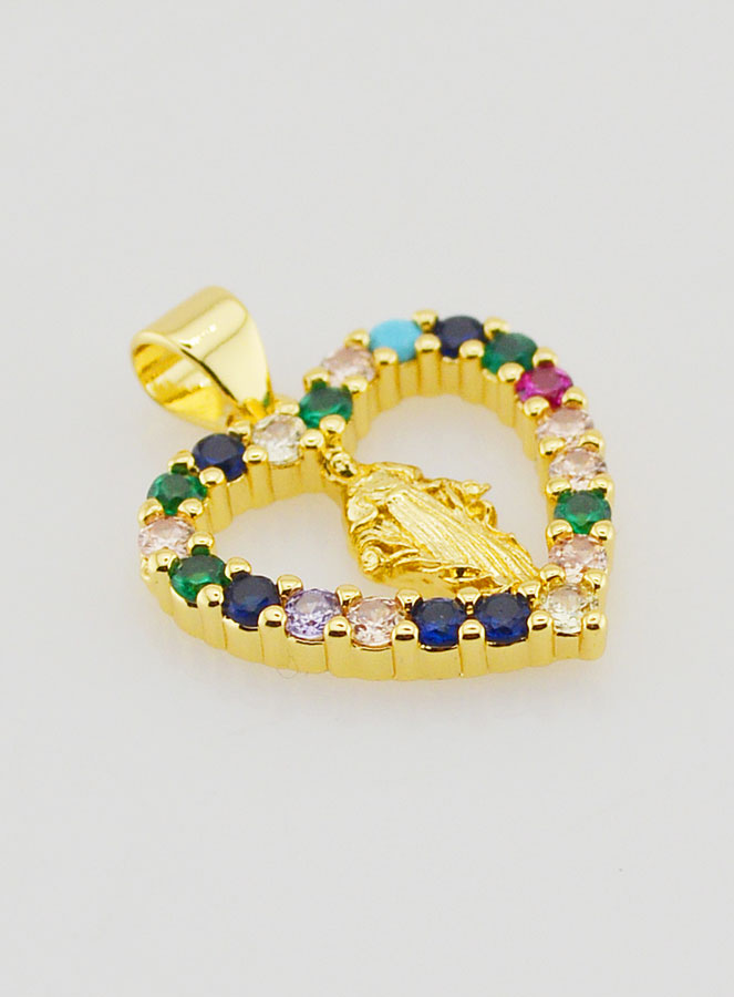 Medalla de la Virgen María Milagrosa con Corazón Calado - 18 mm (pic 3)