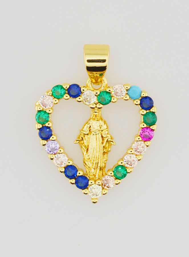 Colgante de Corazón Colorido - Virgen María Milagrosa (pic 1)