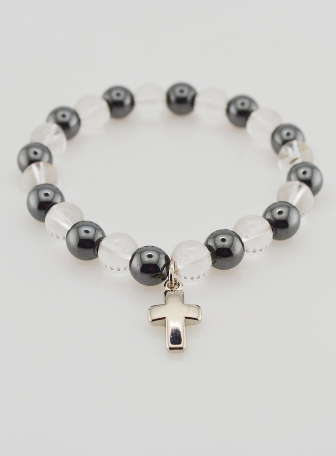 Pulsera en Piedras Naturales de hematita y cristal de roca (pic 2)