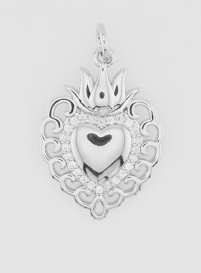 Colgante Ex-voto de latón plateado - 22 mm (pic 1)