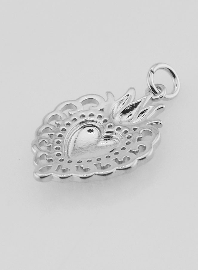 Colgante Ex-voto de latón plateado - 22 mm (pic 4)