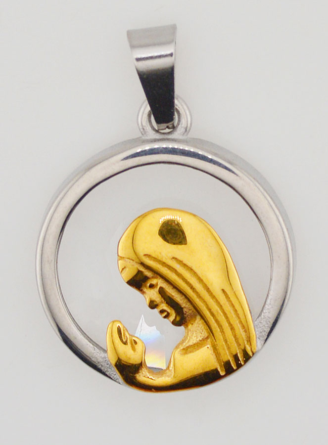 Medalla de la Virgen María en Oración 20mm - Vidrio y Acero Inoxidable (pic 1)