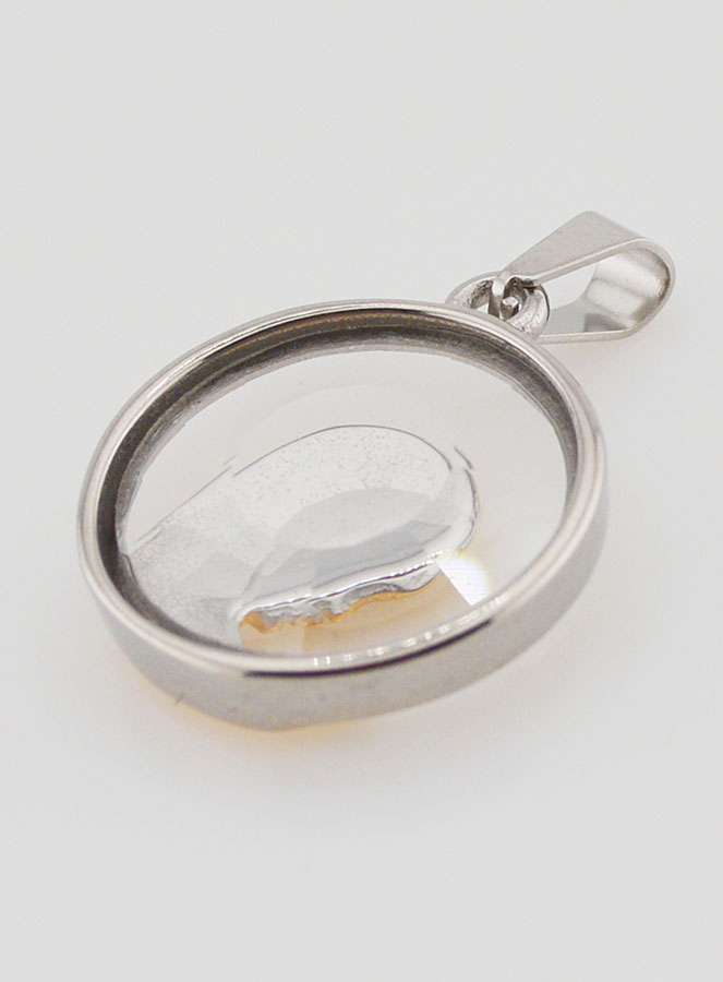 Medalla de la Virgen María en Oración 20mm - Vidrio y Acero Inoxidable (pic 4)