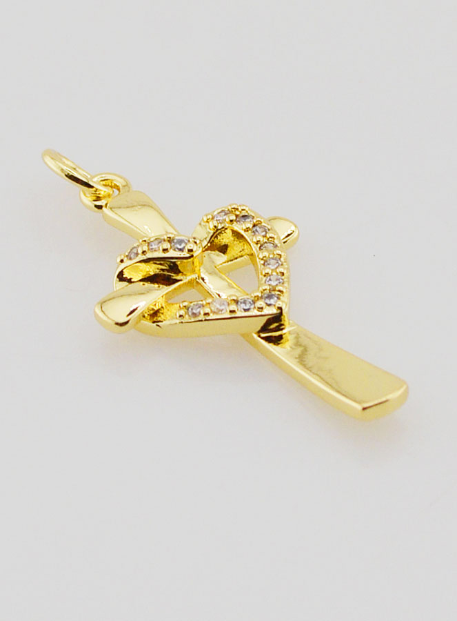 Colgante de cruz con corazón entrelazado - 25 mm (pic 3)