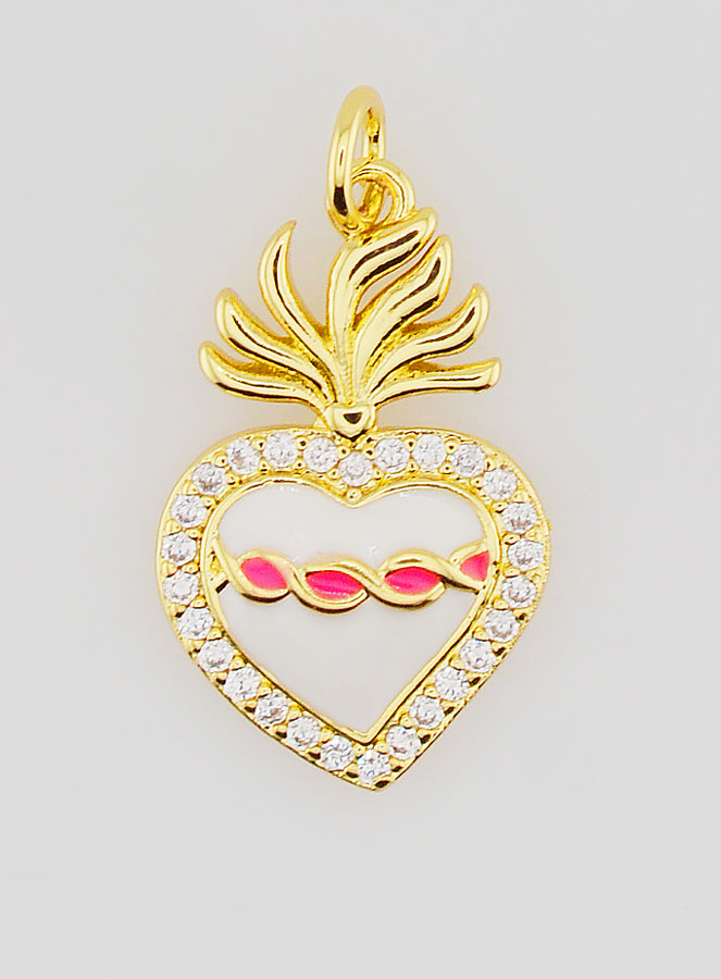 Colgante Ex-voto de Latón Dorado y Esmalte - 20 mm (pic 1)