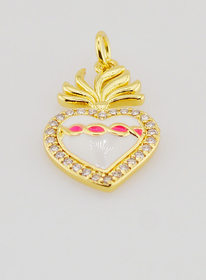 Colgante Ex-voto de Latón Dorado y Esmalte - 20 mm (pic 2)