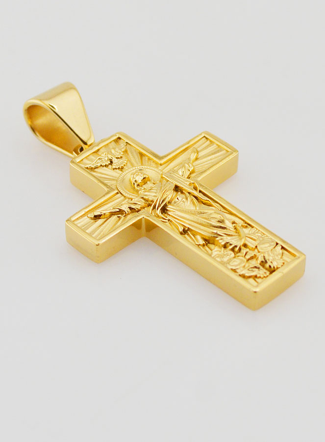 Cruz de peregrino en acero inoxidable dorado - 35 mm (pic 3)