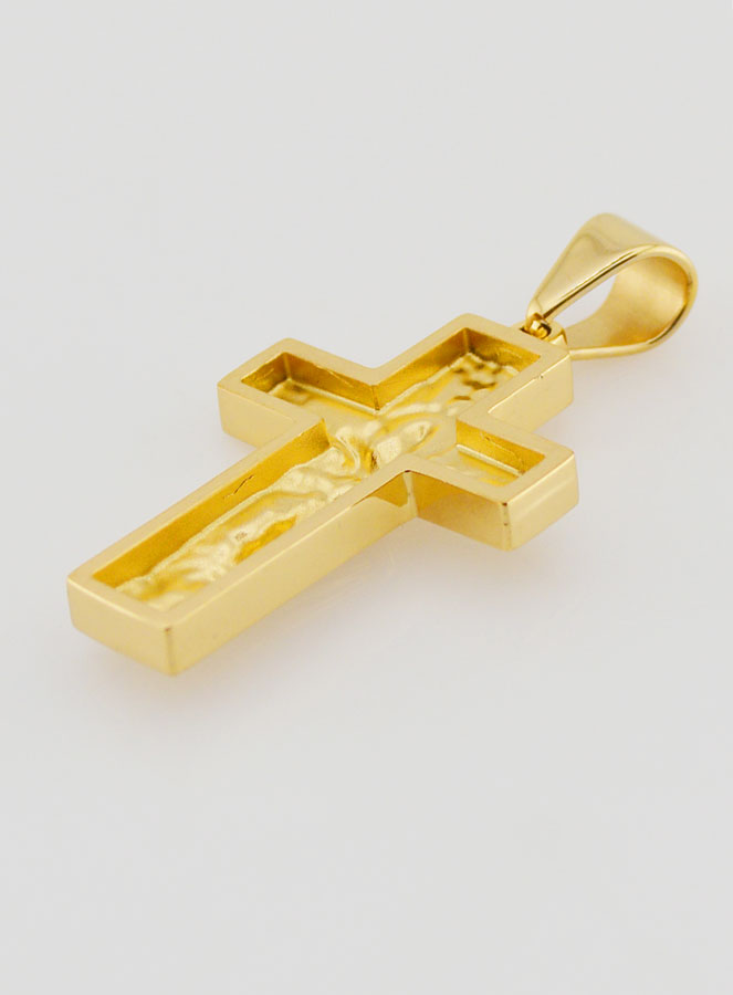 Cruz de peregrino en acero inoxidable dorado - 35 mm (pic 4)
