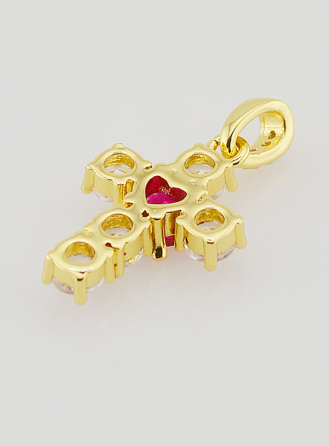 Colgante de Cruz de Corazón Rojo - 15 mm (pic 4)