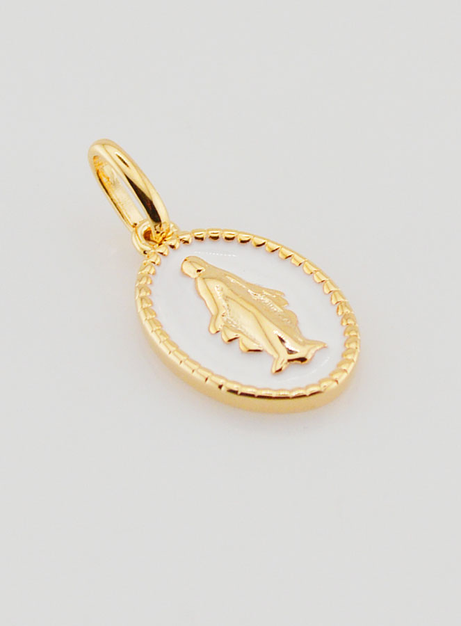 Medalla Milagrosa, bañada en oro y esmalte blanco (pic 3)