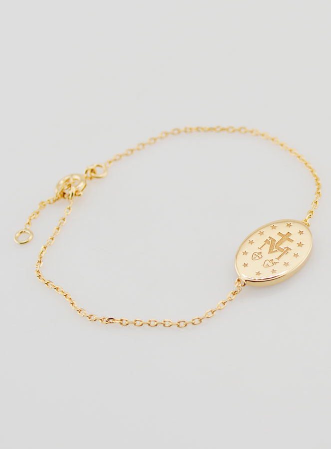 Pulsera de la Medalla Milagrosa - Bañada en Oro y Esmalte Azul (pic 3)
