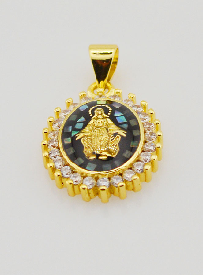 Medalla Virgen Milagrosa - Negro Irisado - 17 mm (pic 2)